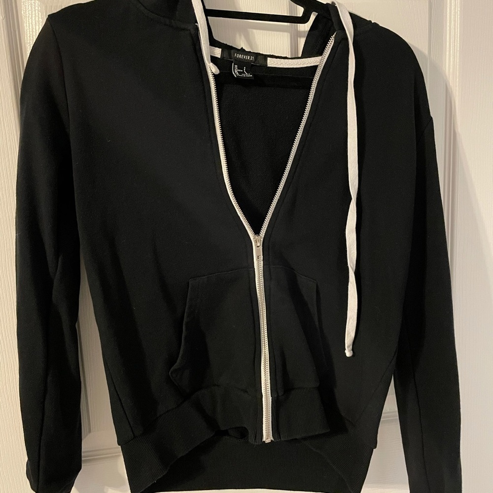 Forever 21 Black Zip Up Hoodie